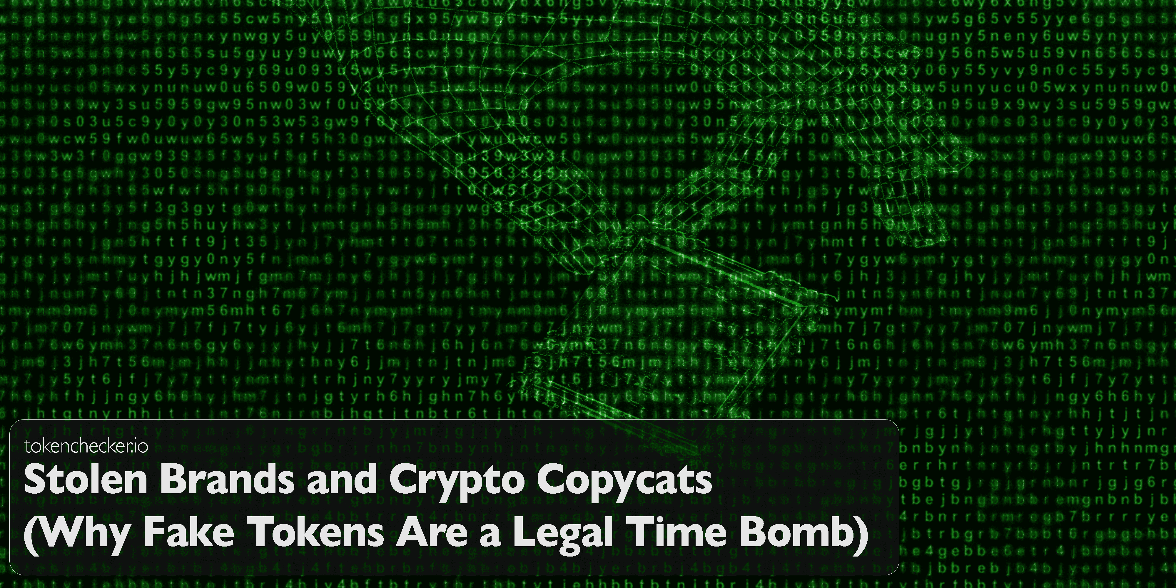 Illustration of a copycat token next to a real brand logo