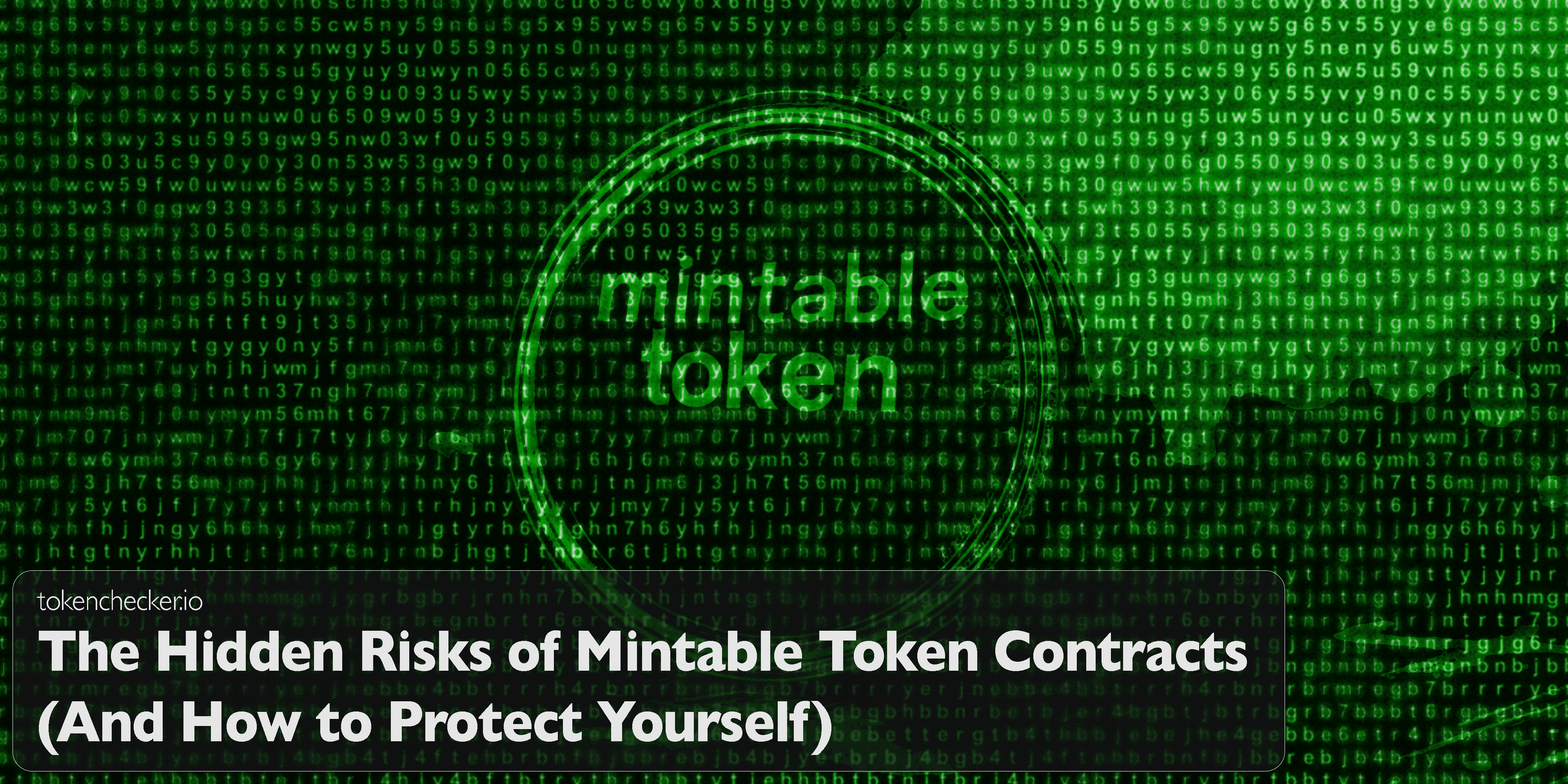 Illustration of a mintable token contract with a warning sign