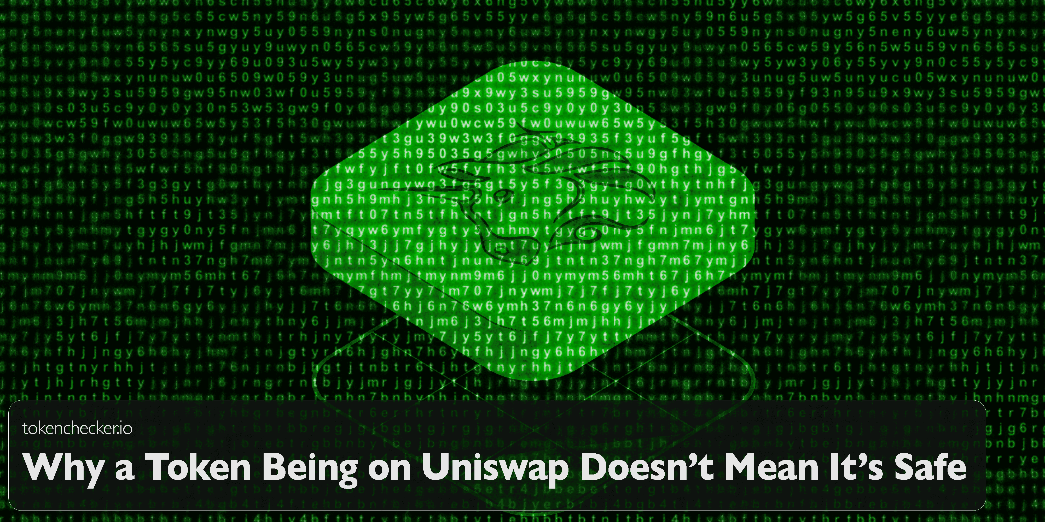 Illustration showing a warning sign over the Uniswap logo